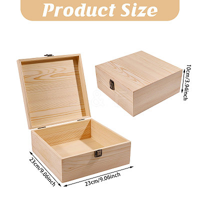 Square Pine Wood Packing Boxes with Metal Clasps CON-WH0089-186-1-1
