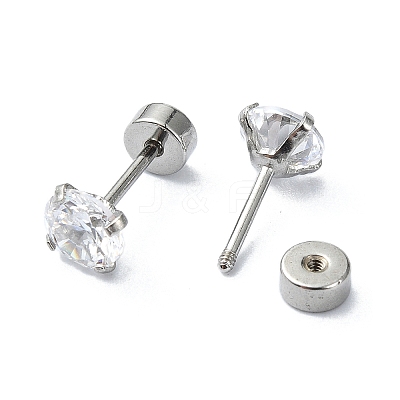 304 Stainless Steel Crystal Rhinestone Ear False Plugs STAS-C089-04C-P-1
