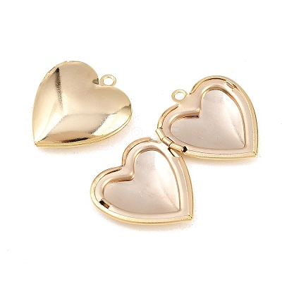 Heart Brass Locket Pendants KK-K414-12D-G-1