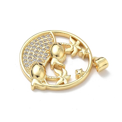 Brass Micro Pave Cubic Zirconia Pendants KK-P330-07C-G-1
