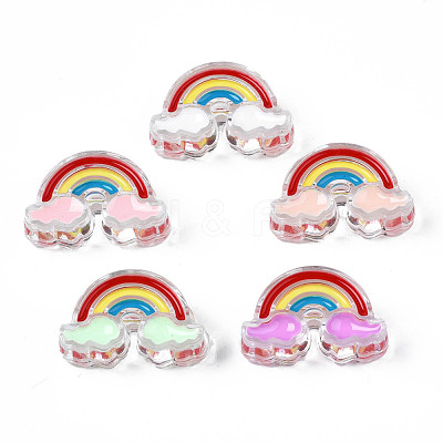 Transparent Acrylic Enamel Beads X-OACR-N130-026-1