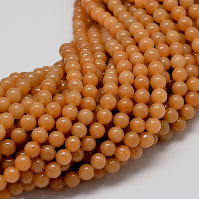 Natural Red Aventurine Stone Round Bead Strands G-P075-49-8mm-1