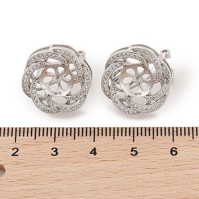 925 Sterling Silver Micro Pave Cubic Zirconia Earring Settings Findings STER-B003-27P-1