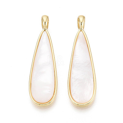 Natural White Shell Pendants KK-T073-65B-1