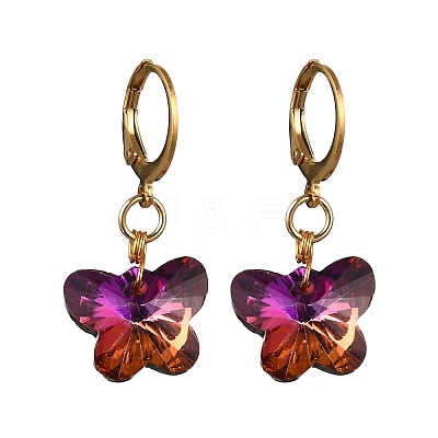 304 Stainless Steel Glass Hoop Earrings EJEW-JE06486-1