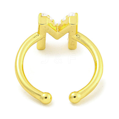Rack Plating Brass Open Cuff Rings for Women RJEW-F162-01G-M-1