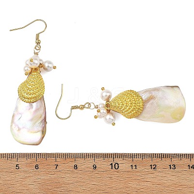 Ocean Shell Pearl & Electroplated Natural Freshwater Shell Dangle Earrings for Women EJEW-JE07400-1