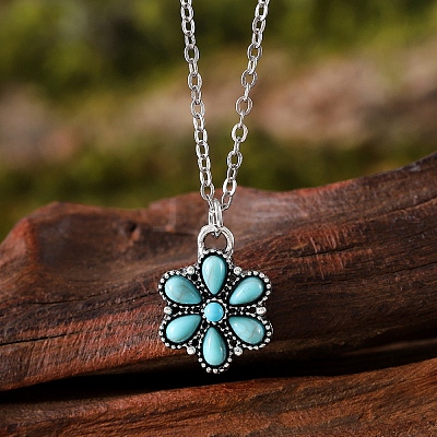 Synthetic Turquoise & Alloy Jewelry Sets FS-WG8B1C9-02-1
