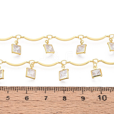 Brass Glass Scalloped Bar Chains CHC-T018-09G-1