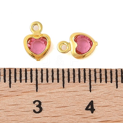 Heart Rack Plating Brass Glass Pendants KK-S385-01G-03-1