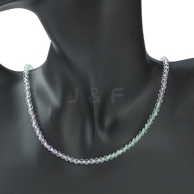 Bling Glass Round Beaded Necklace for Women NJEW-PH01490-04-1