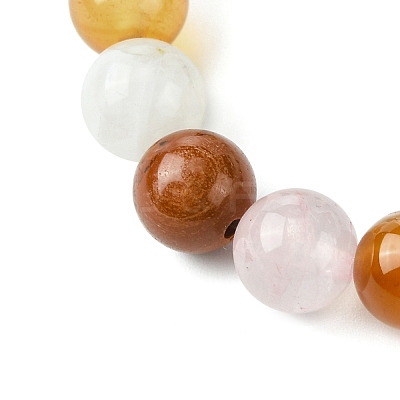 Natural Carnelian & Rose Quartz & Carnelian & Rainbow Moonstone Round Beaded Stretch Bracelets BJEW-JB10910-02-1