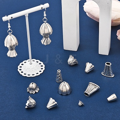 50Pcs 10 Style Tibetan Style Alloy Multi-Petal Bead Caps TIBE-YW0001-77-1