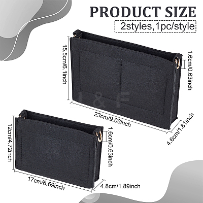 2Pcs 2 Style Wool Felt Bag Organizer Inserts FIND-WR0007-41B-1