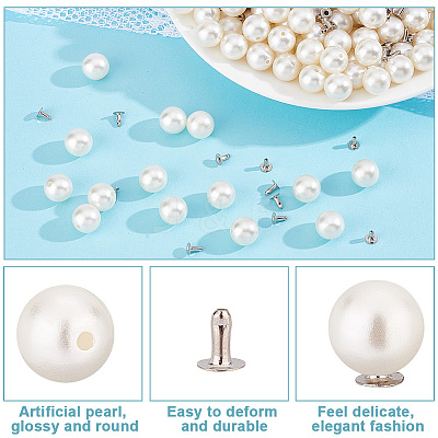 200 Sets ABS Plastic Imitation Pearl Rivet Studs KY-GO0001-06C-1