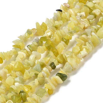 Natural Lemon Jade Chip Bead Strands G-M205-22-1