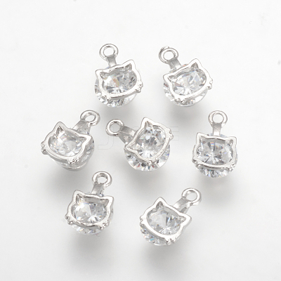 Alloy Cubic Zirconia Kitten Charms X-ZIRC-S056-19-1