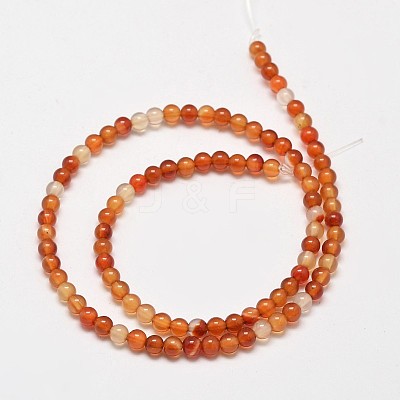 Round Natural Red Agate Bead Strands X-G-M257-4mm-26-1