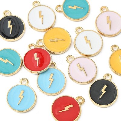 14Pcs 7 Colors Alloy Enamel Pendants ENAM-FS0001-35-1