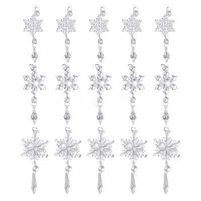 Acrylic Snowflake Pendant Decorations HJEW-SP0001-04C-1