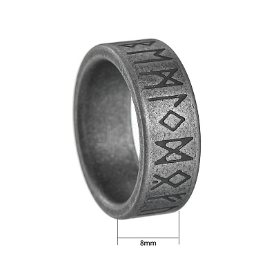 Viking Rune 304 Stainless Steel Finger Rings for Men WGDF4AB-48-1