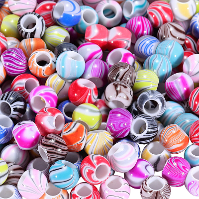 300Pcs Opaque Acrylic European Beads MACR-PA0001-66-1