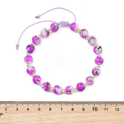 Adjustable Drawbench & Baking Paint Glass Round Braided Bead Bracelets for Women Men BJEW-JB13587-1