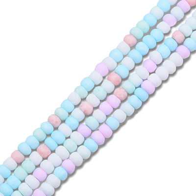 Opaque Spray Painted Glass Bead Strands GLAA-N047-07-03-1