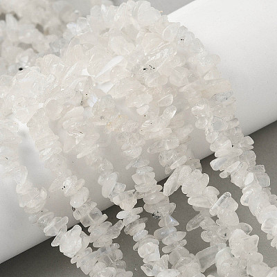 Natural Rainbow Moonstone Chip Beads Strands X-G-C195-01-1