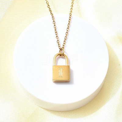 304 Stainless Steel Rolo Chain Pendant Necklaces NJEW-S444-01G-12-1