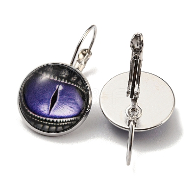 Dragon Eye Glass Leverback Earrings with Brass Earring Pins EJEW-Q798-01T-1