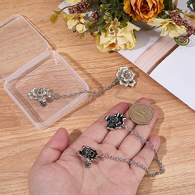 2Pcs 2 Styles Alloy Rhinestone Collar Clips AJEW-BM0001-47-1