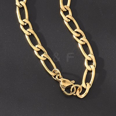 Ion Plating(IP) 304 Stainless Steel Figaro Chain Bracelets BJEW-I274-03G-1