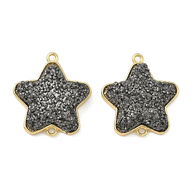 Brass with Druzy Resin Connector Charms KK-C158-05A-G-1