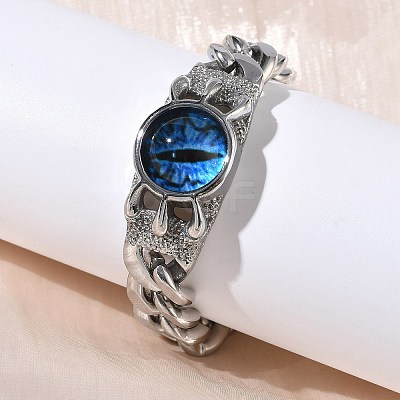 Eye 201/304 Stainless Steel Link Bracelets BJEW-F522-02P-01-1
