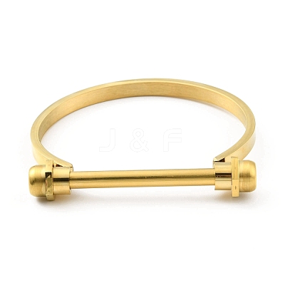 304 Stainless Steel D Shape Bar Screw Bangle BJEW-G636-05A-G-1