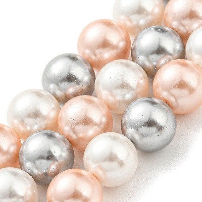 Electroplated Shell Pearl Beads Strands SHEL-F008-03B-04-1