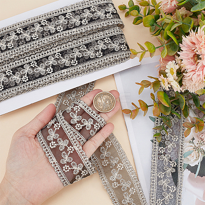 Polyester Hollow Embroidered Lace Trim OCOR-WH0079-13B-1