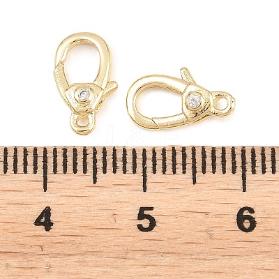 Brass Micro Pave Clear Cubic Zirconia Swivel Lobster Claw Clasps KK-P353-01G-1