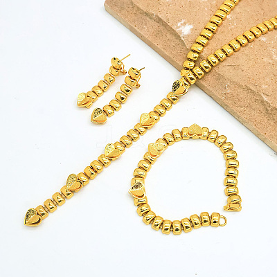 Vintage Alloy Heart Patch Y Chain Necklaces & Bracelets & Earring Set for Women KX6295-1