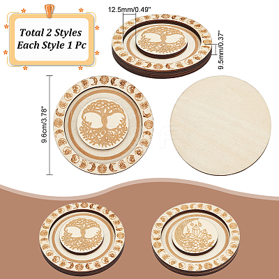 2Pcs 2 Styles Flat Round Wood Bracelet Display Trays BDIS-HY0001-01-1