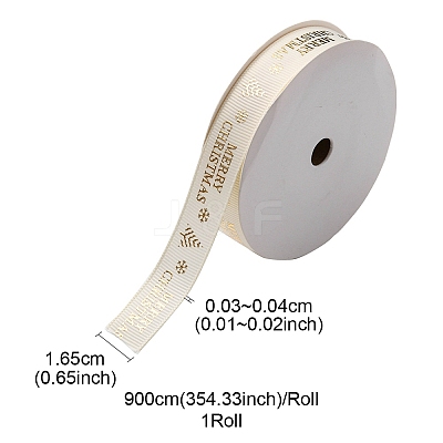 Flat Christmas Theme Polyester Grosgrain Ribbon OCOR-YWC0001-01A-01-1
