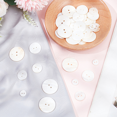 70Pcs 4 Styles 2-Hole Freshwater Shell Buttons BUTT-FG0001-16-1