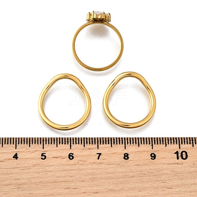 3Pcs 304 Stainless Steel Micro Pave Cubic Zirconia Ring Sets RJEW-S625-01G-1