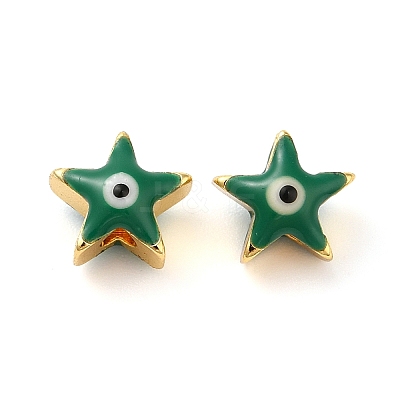 Golden Tone Brass Enamel Beads KK-E048-03G-1