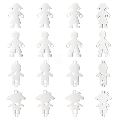16Pcs 4 Style 201 Stainless Steel Connector Charms STAS-UN0035-52-1