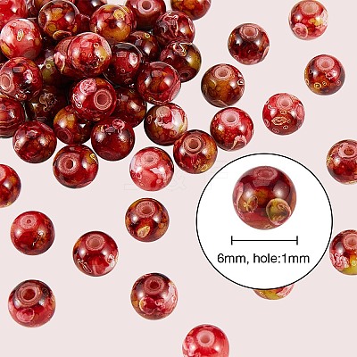 2 Strands 2 Colors Natural Imitation South Red Agate & Rainforest Agate Beads Strands G-SZ0001-46-1