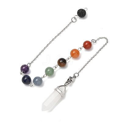 Bullet & Round Gemstone Dowsing Pendulums PALLOY-JF02034-02-1