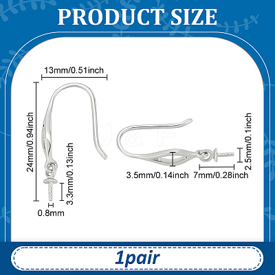 1 Pair 925 Sterling Silver Earring Hooks STER-BC0003-61-1
