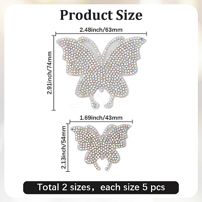 10Pcs 2 Styles Glass Rhinestone Car Stickers STIC-GF0001-42A-1